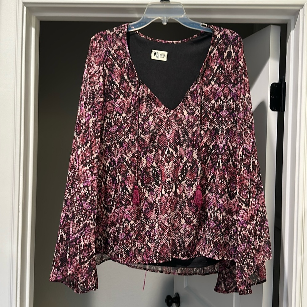 Purple snake print show me your mumu flowy blouse